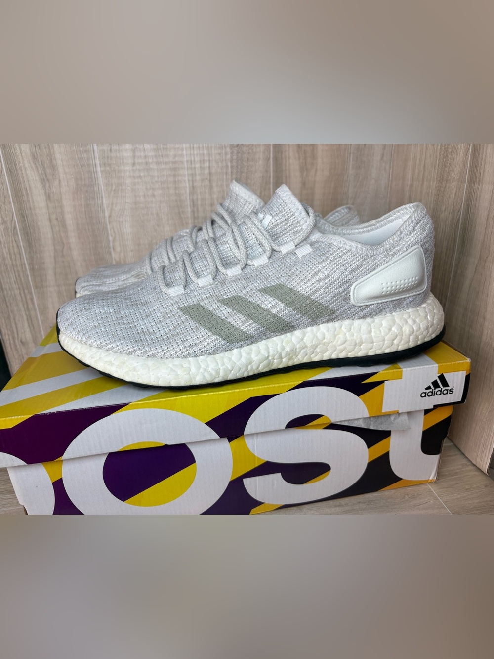 adidas PureBoost Performance Grey White Cream Men Size 9 S81991